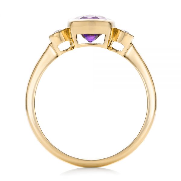 18k Yellow Gold 18k Yellow Gold Custom Three Stone Amethyst And Sapphire Engagement Ring - Front View - 102142