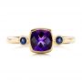 14k Yellow Gold 14k Yellow Gold Custom Three Stone Amethyst And Sapphire Engagement Ring - Top View -  102142 - Thumbnail
