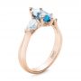 18k Rose Gold 18k Rose Gold Custom Three Stone Aquamarine And Diamond Engagement Ring - Three-Quarter View -  102105 - Thumbnail