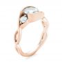 18k Rose Gold 18k Rose Gold Custom Three Stone Aquamarine And Diamond Engagement Ring - Three-Quarter View -  102989 - Thumbnail