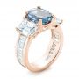 14k Rose Gold 14k Rose Gold Custom Three Stone Aquamarine And Diamond Engagement Ring - Three-Quarter View -  103364 - Thumbnail