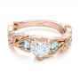 18k Rose Gold 18k Rose Gold Custom Three Stone Aquamarine And Diamond Engagement Ring - Flat View -  102408 - Thumbnail