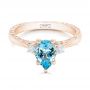 18k Rose Gold 18k Rose Gold Custom Three Stone Aquamarine And Diamond Engagement Ring - Flat View -  102548 - Thumbnail