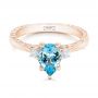 14k Rose Gold 14k Rose Gold Custom Three Stone Aquamarine And Diamond Engagement Ring - Flat View -  102548 - Thumbnail