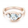 14k Rose Gold 14k Rose Gold Custom Three Stone Aquamarine And Diamond Engagement Ring - Flat View -  102989 - Thumbnail