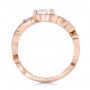 14k Rose Gold Custom Three Stone Aquamarine And Diamond Engagement Ring - Front View -  102408 - Thumbnail