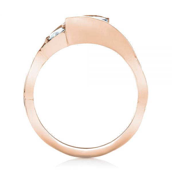 14k Rose Gold 14k Rose Gold Custom Three Stone Aquamarine And Diamond Engagement Ring - Front View - 102989