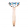 14k Rose Gold 14k Rose Gold Custom Three Stone Aquamarine And Diamond Engagement Ring - Side View -  102105 - Thumbnail