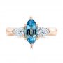 18k Rose Gold 18k Rose Gold Custom Three Stone Aquamarine And Diamond Engagement Ring - Top View -  102105 - Thumbnail