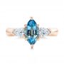 14k Rose Gold 14k Rose Gold Custom Three Stone Aquamarine And Diamond Engagement Ring - Top View -  102105 - Thumbnail