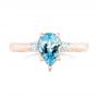 18k Rose Gold 18k Rose Gold Custom Three Stone Aquamarine And Diamond Engagement Ring - Top View -  102548 - Thumbnail