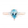 14k Rose Gold 14k Rose Gold Custom Three Stone Aquamarine And Diamond Engagement Ring - Top View -  102548 - Thumbnail