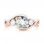 18k Rose Gold 18k Rose Gold Custom Three Stone Aquamarine And Diamond Engagement Ring - Top View -  102989 - Thumbnail