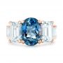 14k Rose Gold 14k Rose Gold Custom Three Stone Aquamarine And Diamond Engagement Ring - Top View -  103364 - Thumbnail