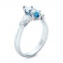  Platinum Custom Three Stone Aquamarine And Diamond Engagement Ring - Three-Quarter View -  102105 - Thumbnail