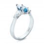 18k White Gold 18k White Gold Custom Three Stone Aquamarine And Diamond Engagement Ring - Three-Quarter View -  102105 - Thumbnail