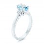 14k White Gold Custom Three Stone Aquamarine And Diamond Engagement Ring - Three-Quarter View -  102548 - Thumbnail