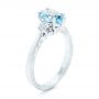  Platinum Platinum Custom Three Stone Aquamarine And Diamond Engagement Ring - Three-Quarter View -  102548 - Thumbnail