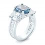  Platinum Custom Three Stone Aquamarine And Diamond Engagement Ring - Three-Quarter View -  103364 - Thumbnail