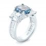 14k White Gold 14k White Gold Custom Three Stone Aquamarine And Diamond Engagement Ring - Three-Quarter View -  103364 - Thumbnail