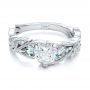  Platinum Platinum Custom Three Stone Aquamarine And Diamond Engagement Ring - Flat View -  102408 - Thumbnail