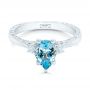  Platinum Platinum Custom Three Stone Aquamarine And Diamond Engagement Ring - Flat View -  102548 - Thumbnail