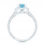 14k White Gold Custom Three Stone Aquamarine And Diamond Engagement Ring - Front View -  102548 - Thumbnail