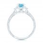  Platinum Platinum Custom Three Stone Aquamarine And Diamond Engagement Ring - Front View -  102548 - Thumbnail