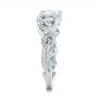 18k White Gold 18k White Gold Custom Three Stone Aquamarine And Diamond Engagement Ring - Side View -  102408 - Thumbnail
