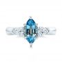  Platinum Custom Three Stone Aquamarine And Diamond Engagement Ring - Top View -  102105 - Thumbnail