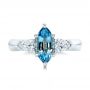  Platinum Custom Three Stone Aquamarine And Diamond Engagement Ring - Top View -  102105 - Thumbnail