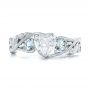 14k White Gold 14k White Gold Custom Three Stone Aquamarine And Diamond Engagement Ring - Top View -  102408 - Thumbnail