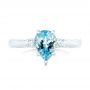  Platinum Platinum Custom Three Stone Aquamarine And Diamond Engagement Ring - Top View -  102548 - Thumbnail