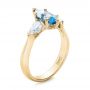18k Yellow Gold 18k Yellow Gold Custom Three Stone Aquamarine And Diamond Engagement Ring - Three-Quarter View -  102105 - Thumbnail