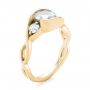 14k Yellow Gold 14k Yellow Gold Custom Three Stone Aquamarine And Diamond Engagement Ring - Three-Quarter View -  102989 - Thumbnail