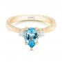 18k Yellow Gold 18k Yellow Gold Custom Three Stone Aquamarine And Diamond Engagement Ring - Flat View -  102548 - Thumbnail