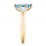 18k Yellow Gold 18k Yellow Gold Custom Three Stone Aquamarine And Diamond Engagement Ring - Side View -  102105 - Thumbnail