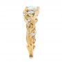 18k Yellow Gold 18k Yellow Gold Custom Three Stone Aquamarine And Diamond Engagement Ring - Side View -  102408 - Thumbnail