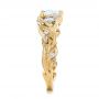 14k Yellow Gold 14k Yellow Gold Custom Three Stone Aquamarine And Diamond Engagement Ring - Side View -  102408 - Thumbnail