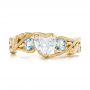 14k Yellow Gold 14k Yellow Gold Custom Three Stone Aquamarine And Diamond Engagement Ring - Top View -  102408 - Thumbnail