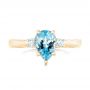 18k Yellow Gold 18k Yellow Gold Custom Three Stone Aquamarine And Diamond Engagement Ring - Top View -  102548 - Thumbnail