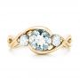 18k Yellow Gold 18k Yellow Gold Custom Three Stone Aquamarine And Diamond Engagement Ring - Top View -  102989 - Thumbnail