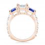 18k Rose Gold 18k Rose Gold Custom Three Stone Blue Sapphire And Diamond Engagement Ring - Top View -  102972 - Thumbnail