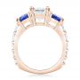 14k Rose Gold 14k Rose Gold Custom Three Stone Blue Sapphire And Diamond Engagement Ring - Top View -  102972 - Thumbnail