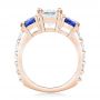 14k Rose Gold 14k Rose Gold Custom Three Stone Blue Sapphire And Diamond Engagement Ring - Top View -  102972 - Thumbnail