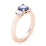 18k Rose Gold 18k Rose Gold Custom Three Stone Blue Sapphire And Diamond Engagement Ring - Three-Quarter View -  102985 - Thumbnail