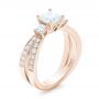 18k Rose Gold 18k Rose Gold Custom Three Stone Diamond Engagement Ring With Blue Sapphires - Three-Quarter View -  102992 - Thumbnail