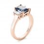 14k Rose Gold 14k Rose Gold Custom Three Stone Blue Sapphire And Diamond Engagement Ring - Three-Quarter View -  103468 - Thumbnail