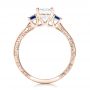 14k Rose Gold 14k Rose Gold Custom Three Stone Blue Sapphire And Diamond Engagement Ring - Front View -  102348 - Thumbnail
