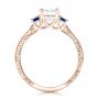 18k Rose Gold 18k Rose Gold Custom Three Stone Blue Sapphire And Diamond Engagement Ring - Front View -  102348 - Thumbnail